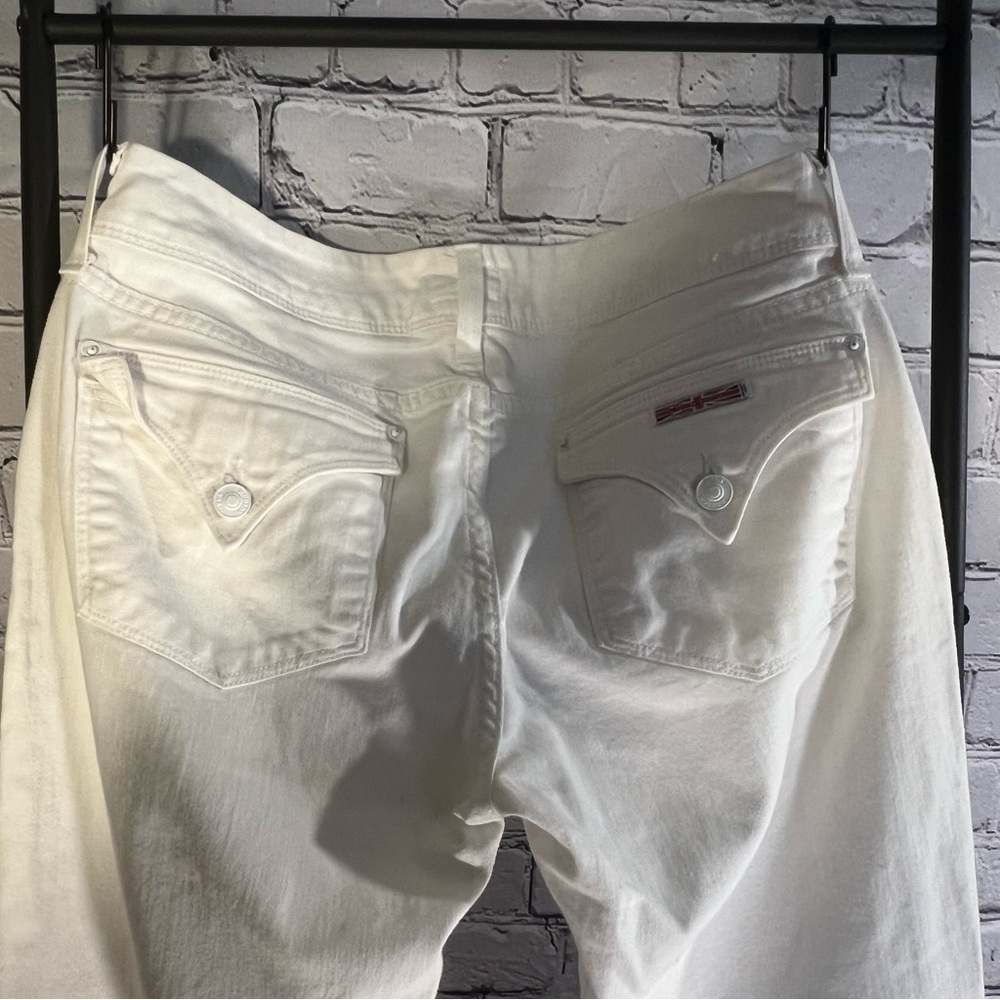 Hudson Jeans White Cropped Ankle Denim with Back Pocket Zips